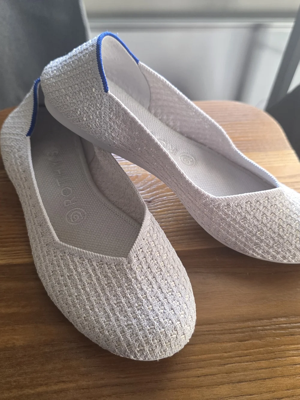 Rothy's The Flat Knit Ballet Flats Light Gray Women's Size 7.5 Comfortable Washa